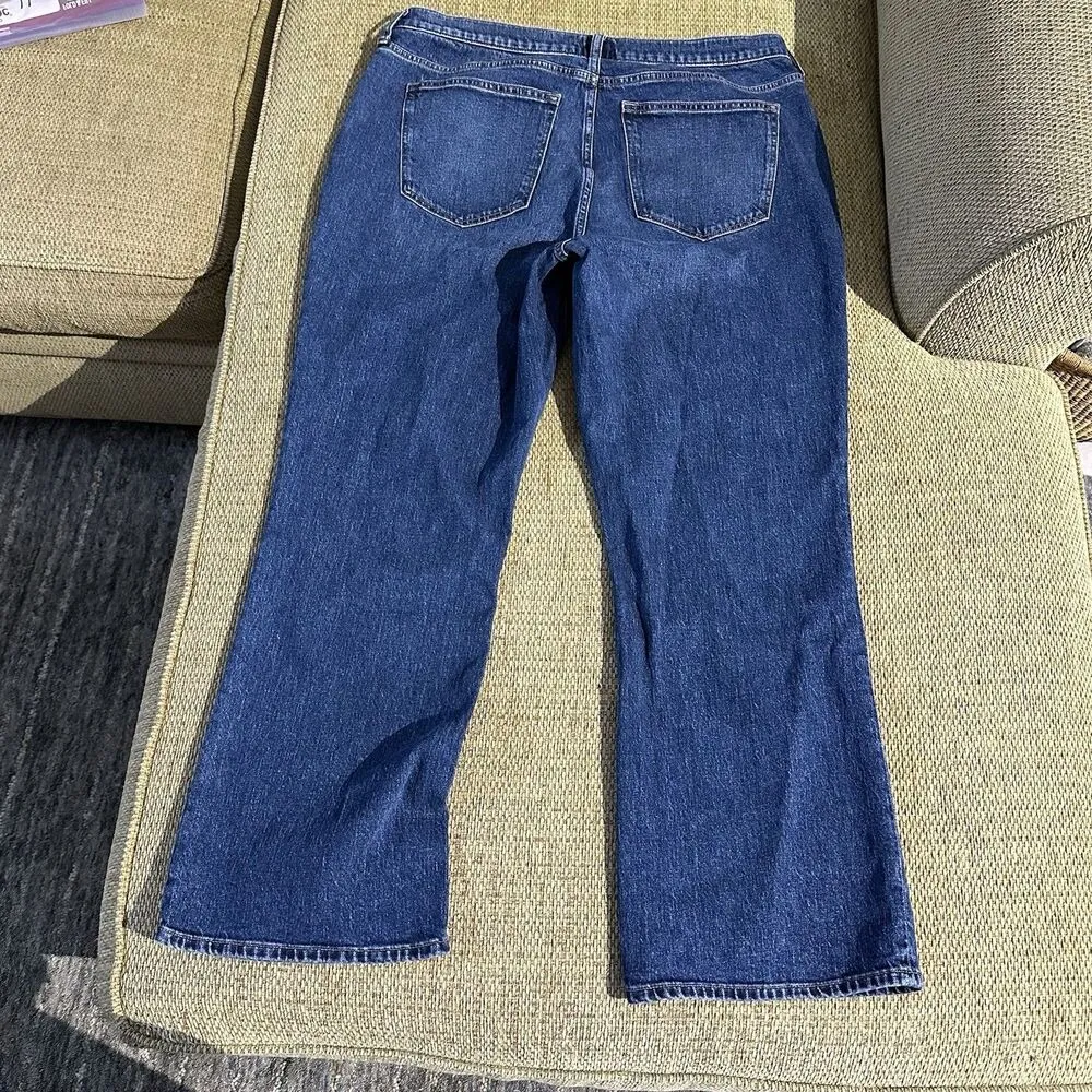 J Crew Mid Rise Flare Crop Jeans Button Fly Pockets Blue Denim Women’s Size 32T - Image 8