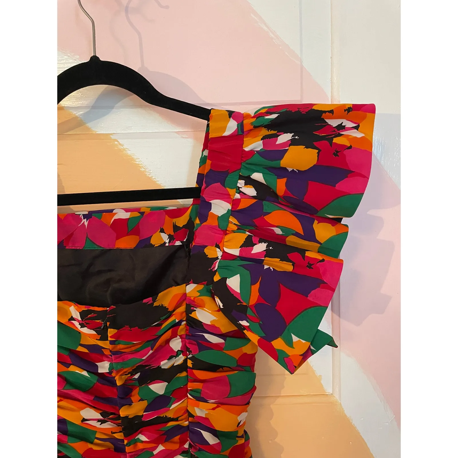 Lola Lucena Madrid Vintage Puff Sleeve Ruched Dress Sz 40 M - Image 4