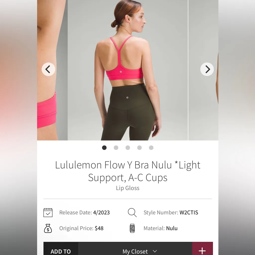 Lululemon Flow Y Bra Nulu *Light Support
Cups A-C
Size 4
Lipgloss - Image 5