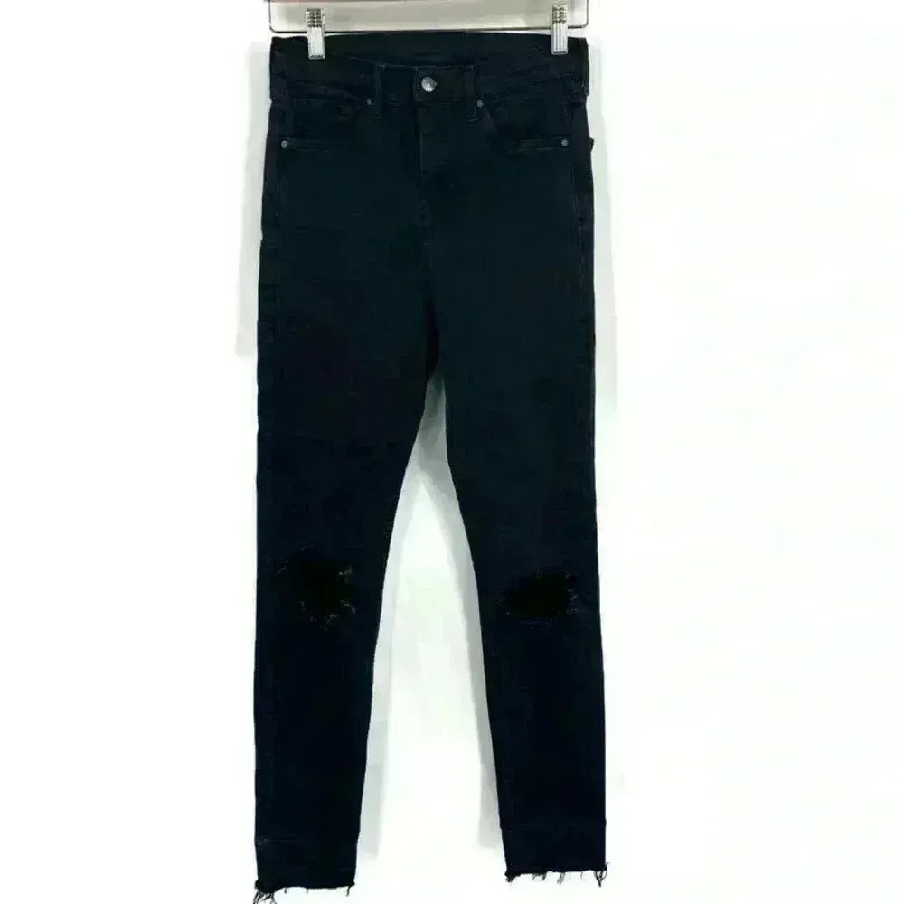 TopShop Black‎ High Rise Distressed Skinny Jeans Size W28 - Image 7