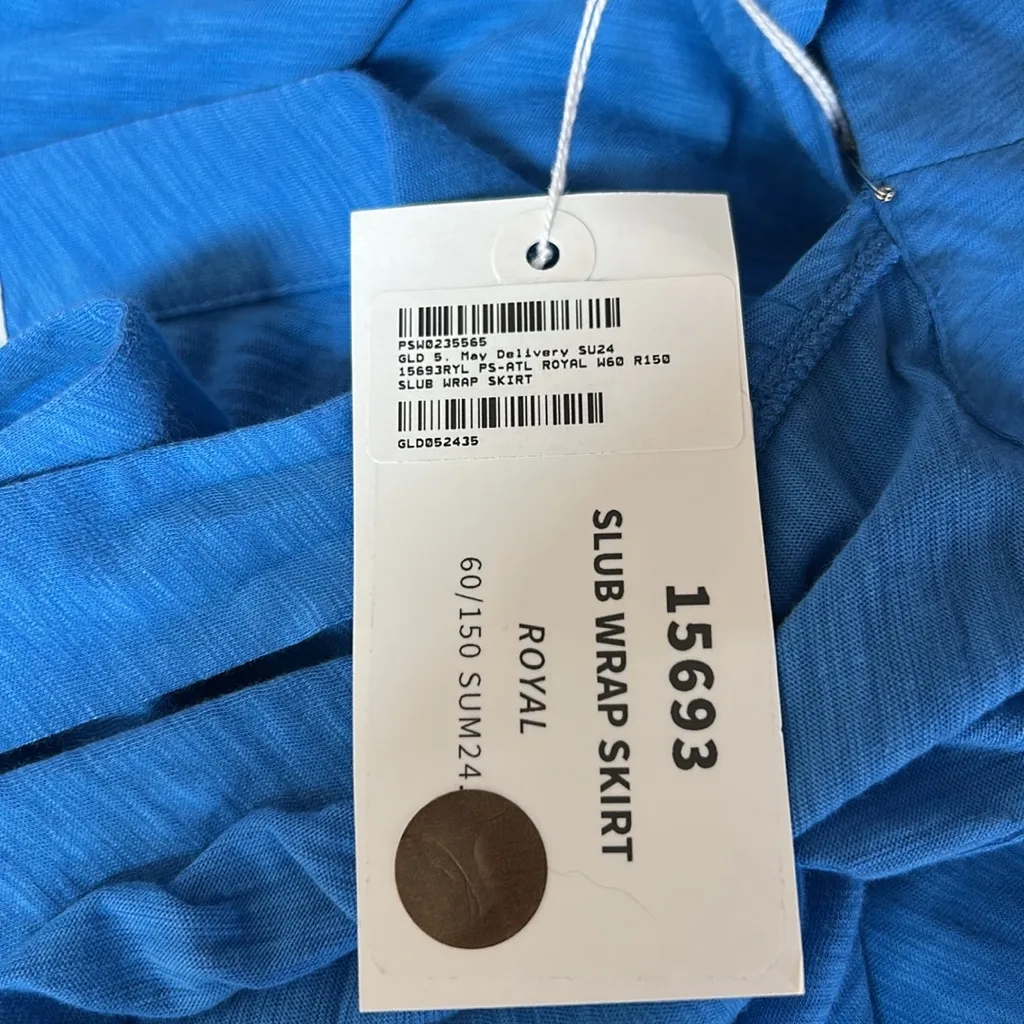 NWT Goldie Slub Ruffle Wrap Midi Skirt Size Small 100% Pima Cotton Royal Blue - Image 7