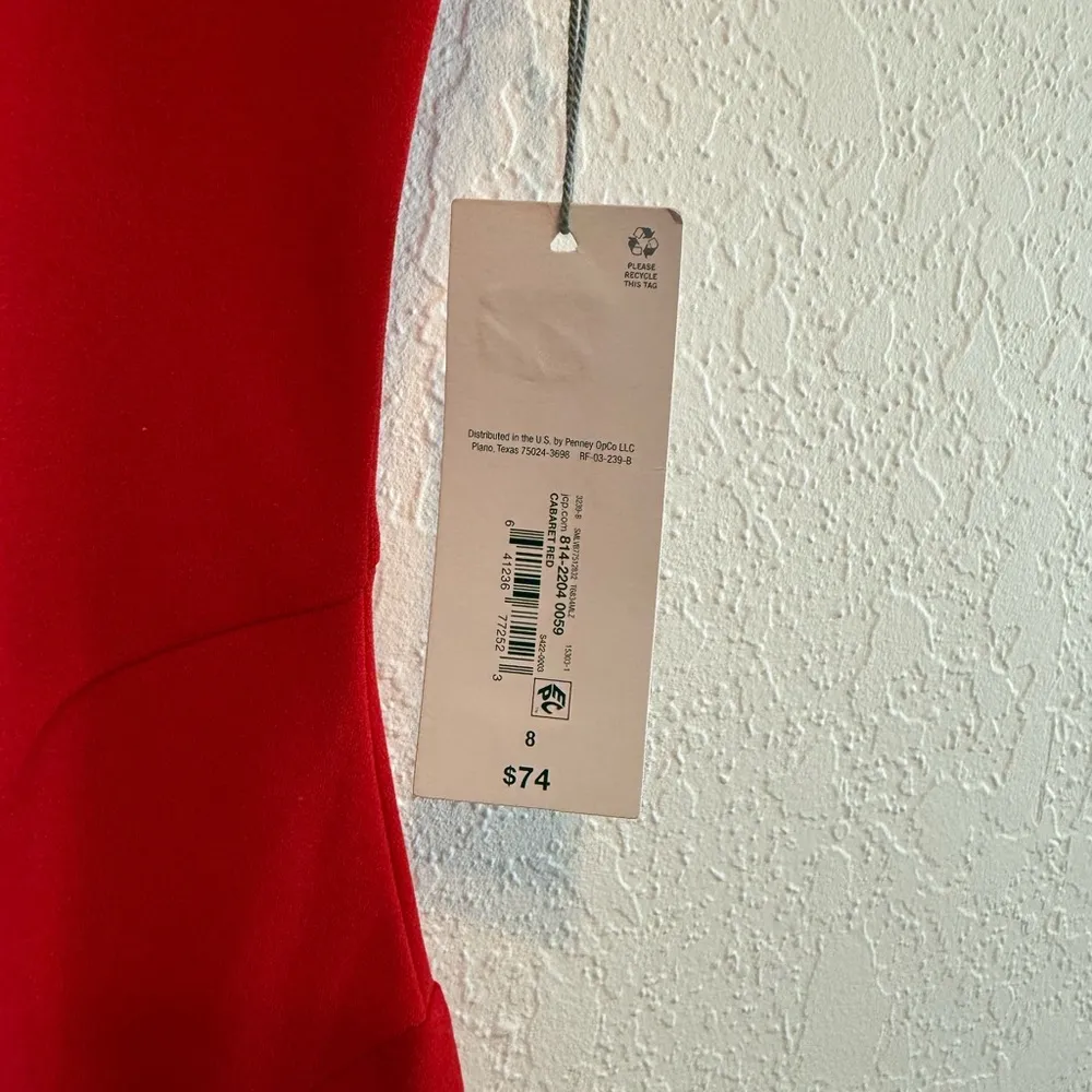 NWT Liz Claiborne Vibrant Red Midi Dress Elegant Size 8 Sleeveless Zipper Office - Image 4