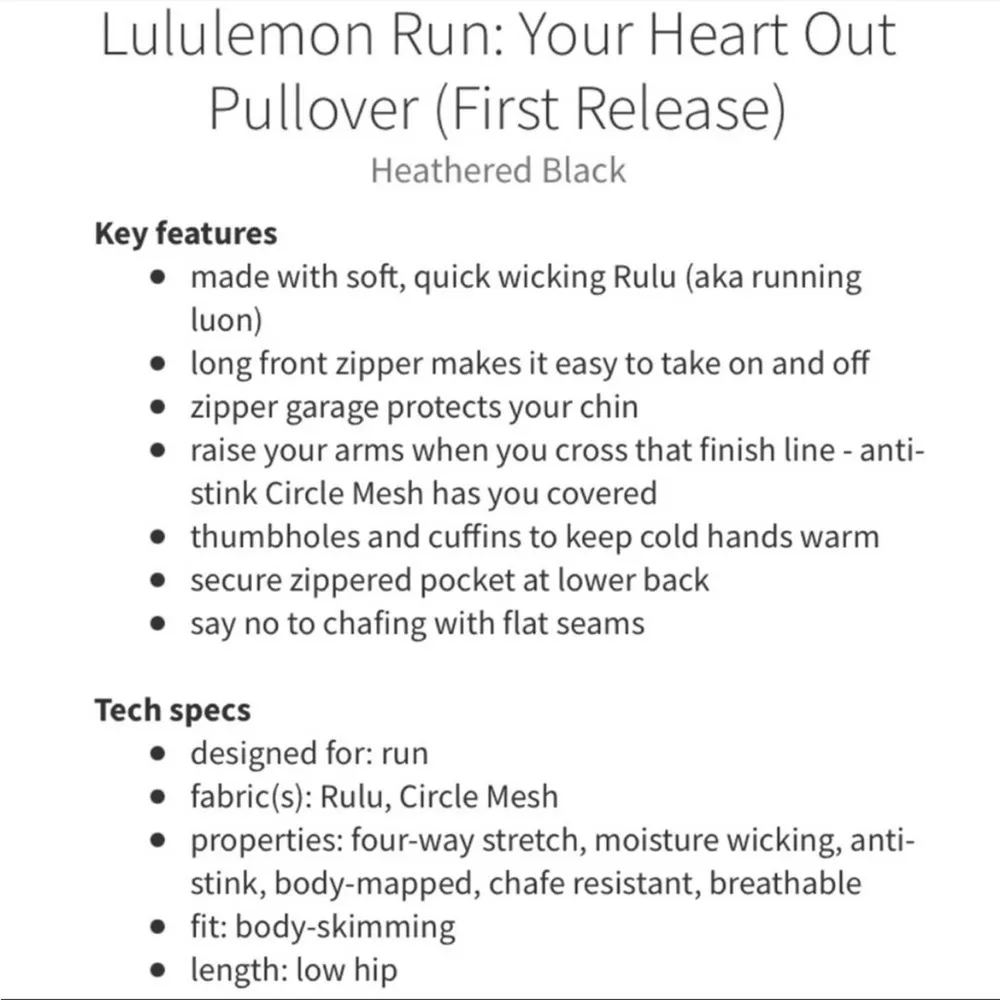 Lululemon Run Your Heart Out Pullover Heathered Black Size 8 - Image 10