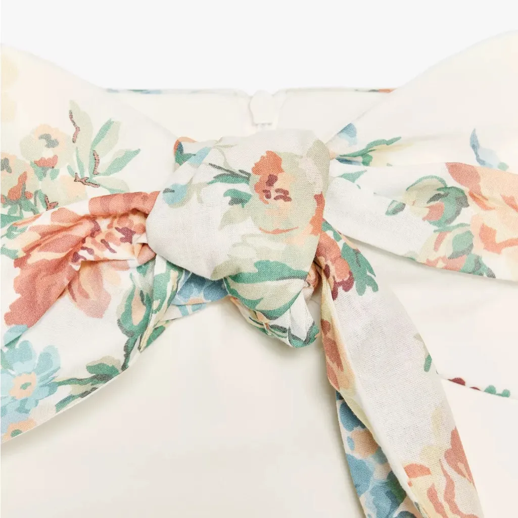 ZARA Floral White Strapless Dress - Image 12