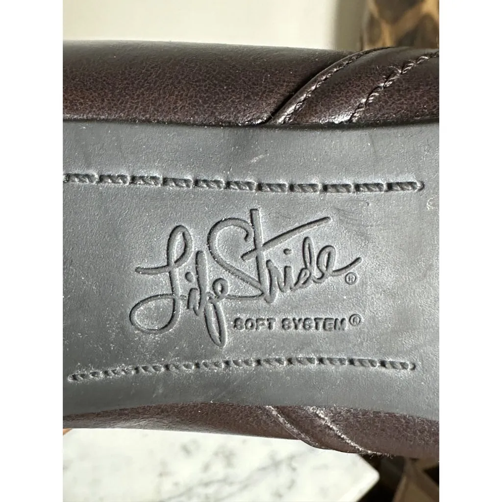 LifeStride Brown Leather Block Heel Pumps Soft System Comfort Scout shootie 6M Size 6 - Image 8
