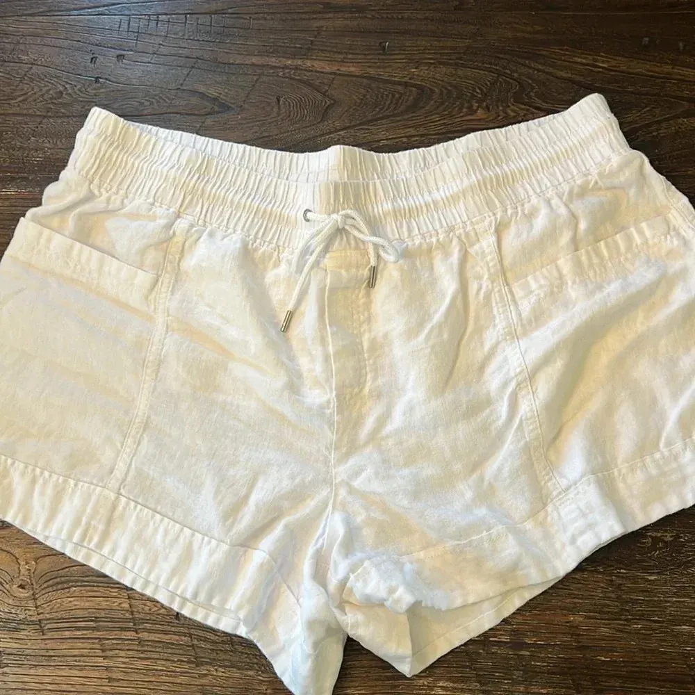 Athleta Cabo White Linen Shorts Women’s Size 20 Relaxed Fit Summer Casual - Image 8