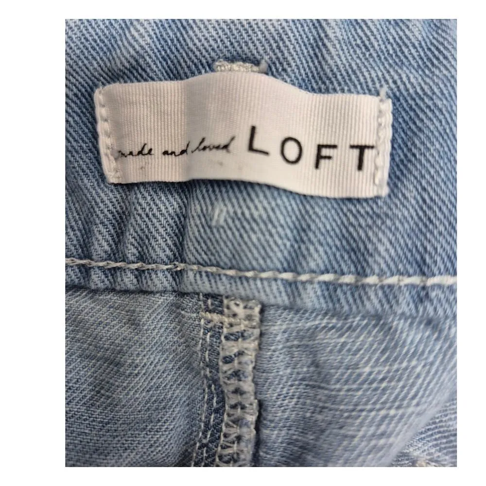 Loft Light Blue Denim Wide Leg Cropped Jeans Cotton/Linen Blend Sz 12 - Image 4