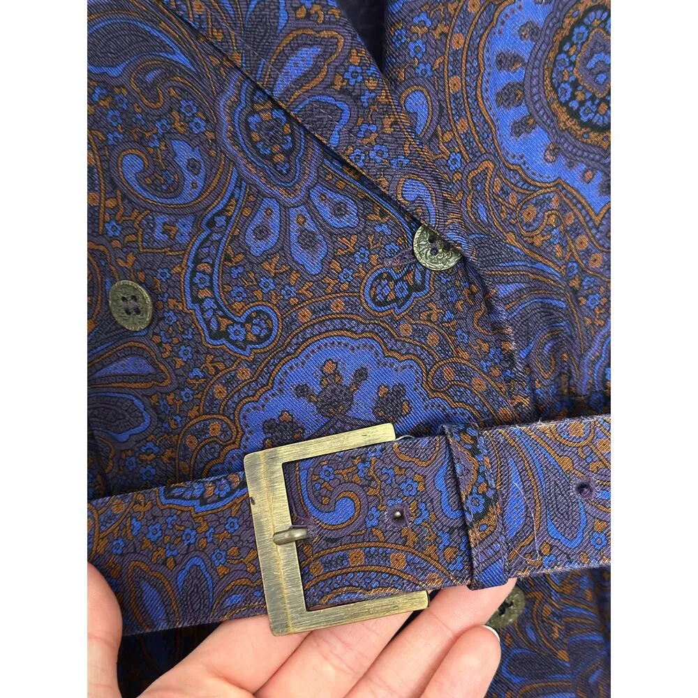 Vintage 4P 80s Paisley Purple Liz Claiborne Short Sleeve Midi Dress Boho Chic - Image 6