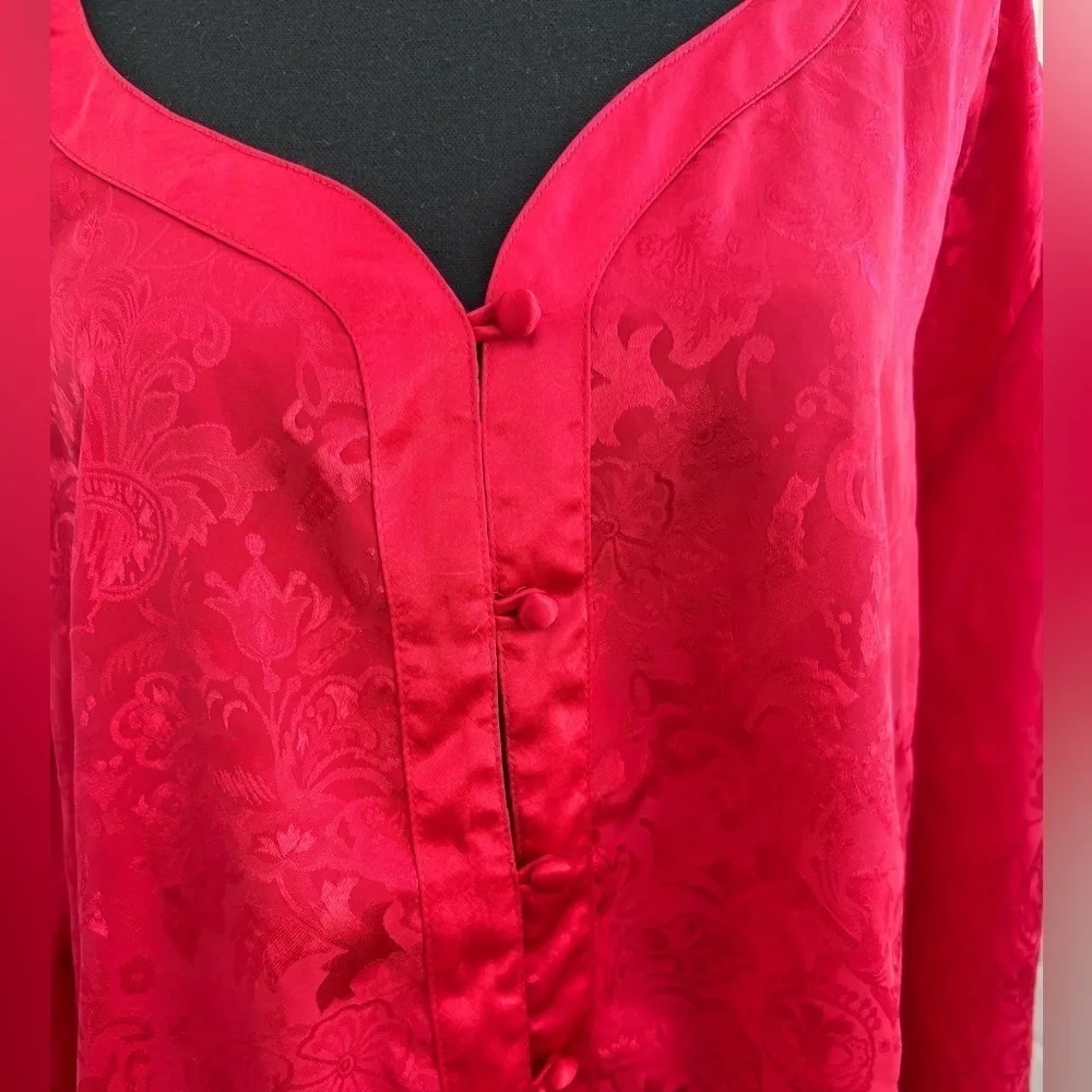 Victorias‎ Secret Silky Floral Oversized Kimono Pajama Shirt large vintage 90s - Image 2