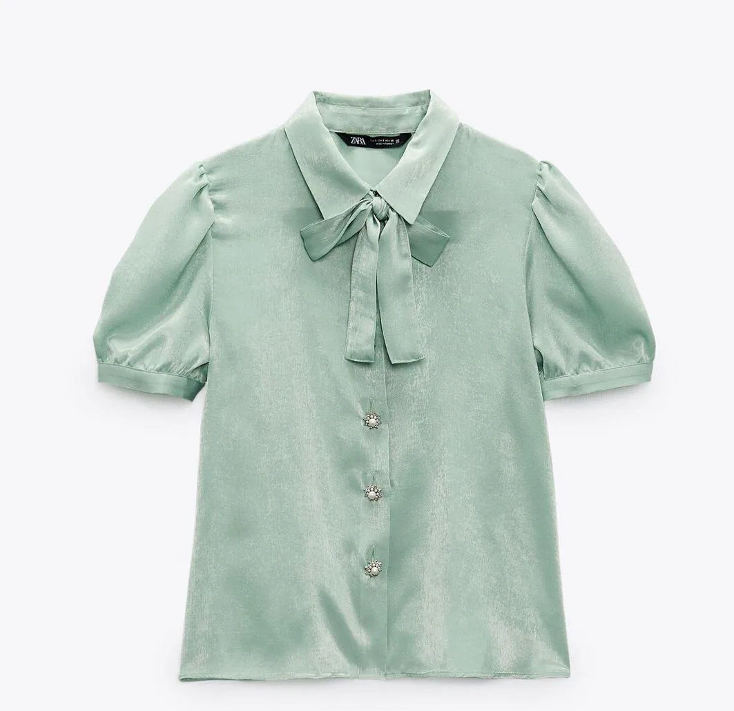 SATIN JEWEL BUTTON TOP - Image 2