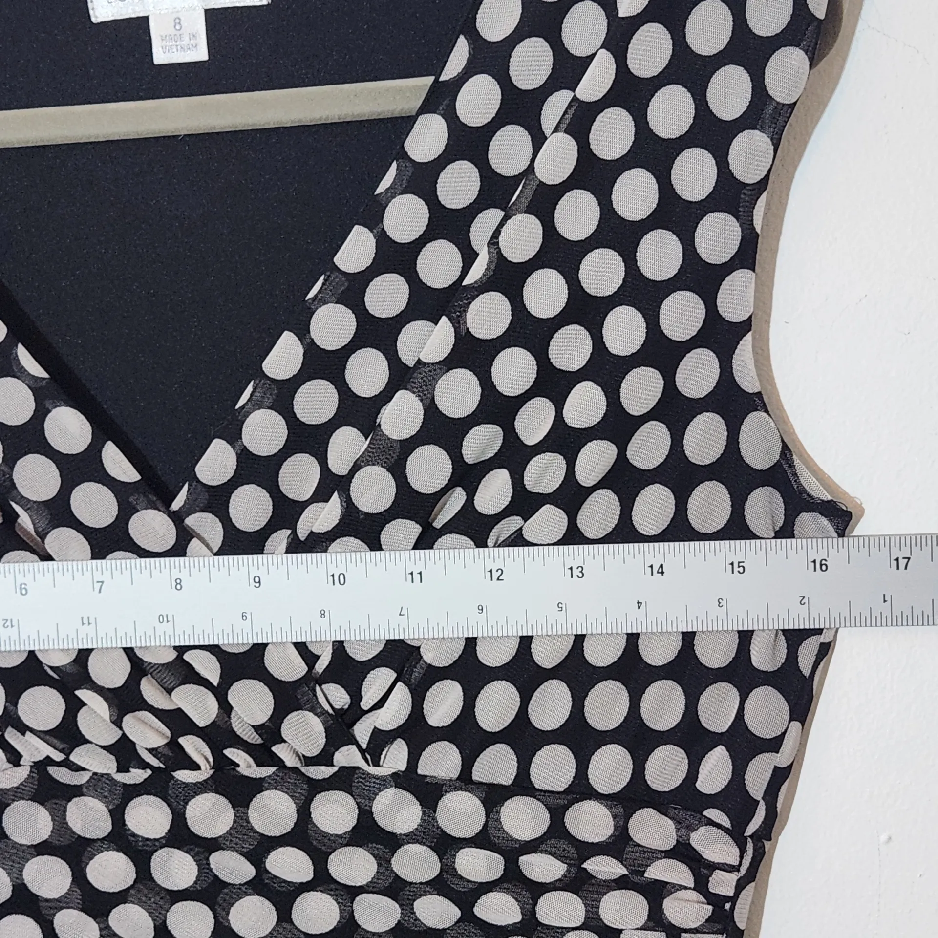 London Times Black and White Mesh Polka Dot Sheath Dress Size 8 - Image 7