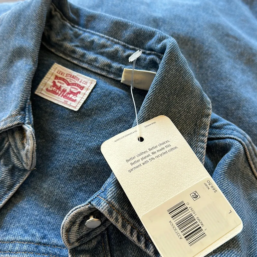NWT LEVI’S Dylan Oversize Western Indigo Denim Jacket Shirt  Stonewash L - Image 5