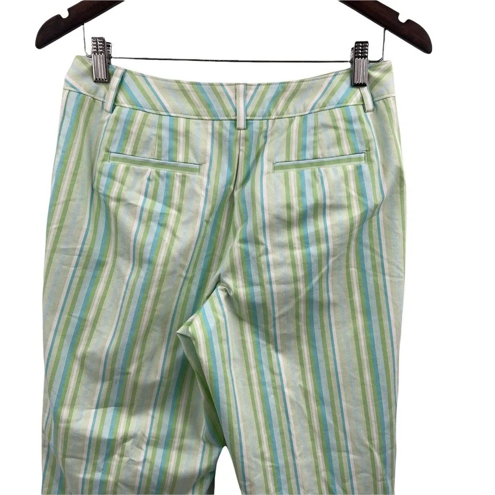 Talbots Green Stripe Stretch Pant Size 6 Petite - Image 3
