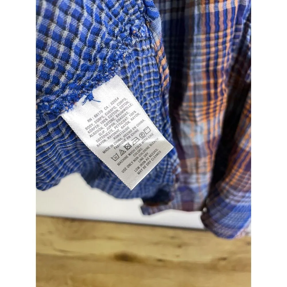 Holding Horses Dress Plaid Long Sleeve Button Up V Neck Boho Hi Lo Womens Large - Image 11