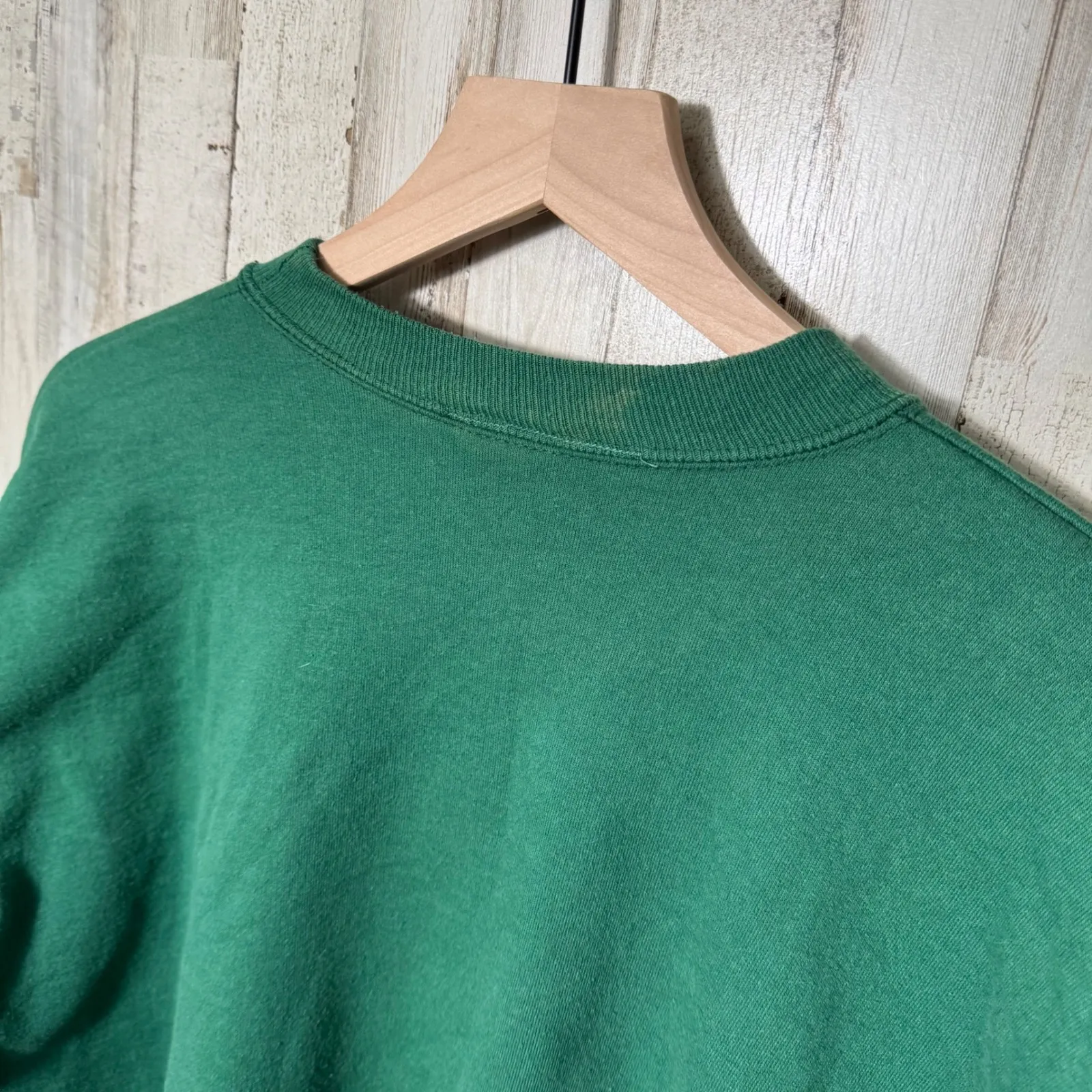 Vintage 90s Grandma Cottage Green Cat Bird Embroidered Crewneck Sweatshirt XL - Image 5