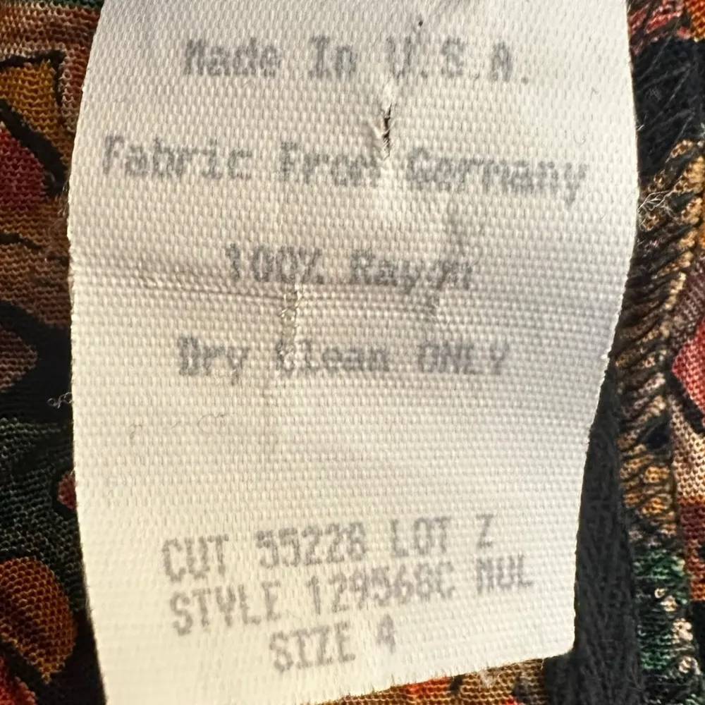 Vintage 90s Wide Leg Pull On Rayon Printed Pants Size 4 Fall USA Brown Orange - Image 5