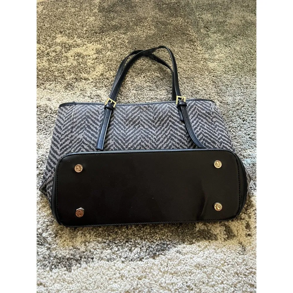 Spartina 449 Fabric Chevron Print Leather Linen Lined Shoudler Bag Womens Purse - Image 6