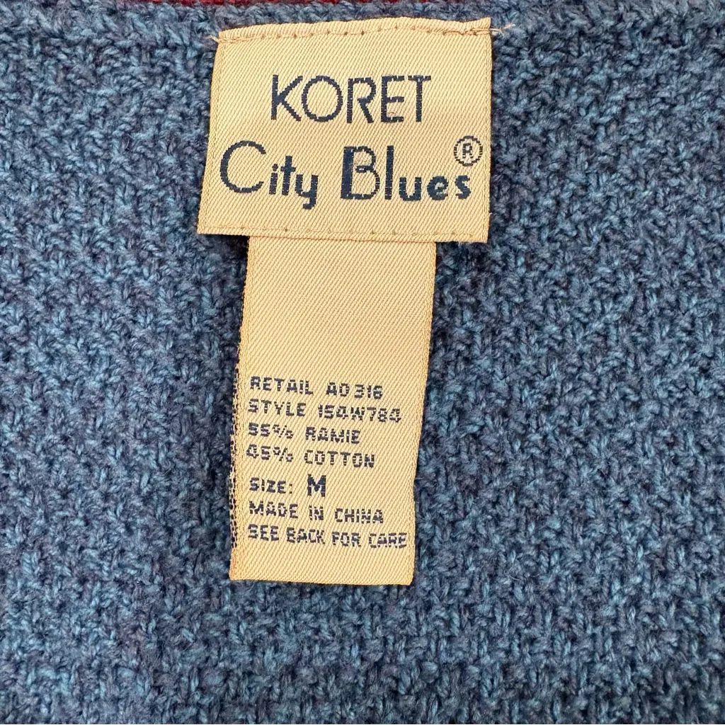 Koret Vintage Retro Hand Knitted Patchwork Sweater Vest, Sz M Blue Size M - Image 12