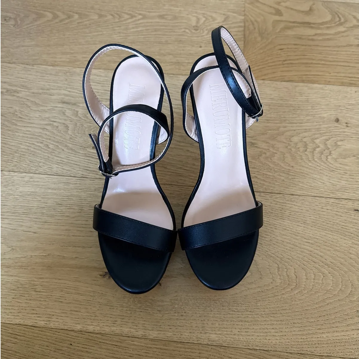 Merumote Sandals Platform Open Toe Strappy Size US7 Black - Image 3