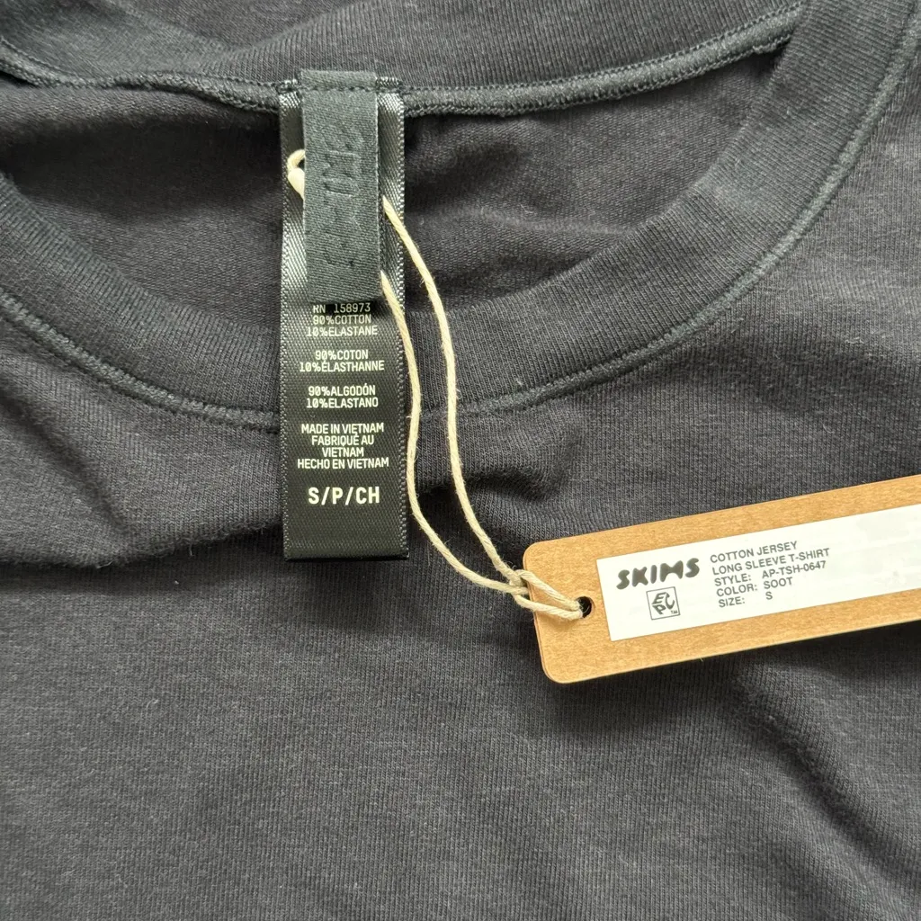 NWT Skims Cotton Jersey Long Sleeve T-Shirt, Size Small - Image 3