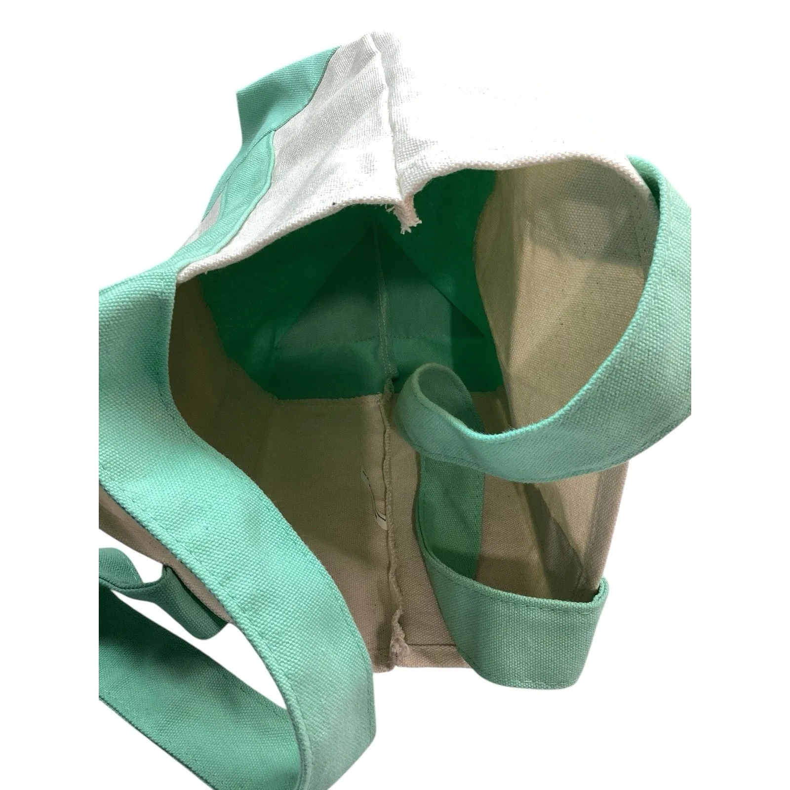 Teal‎ Green Pastel Trader Joe's Mini Canvas Tote ~7x9x10 - Image 3