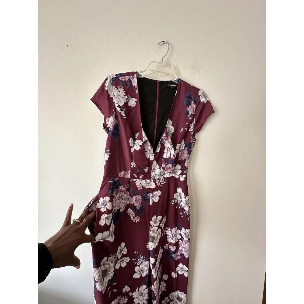 Anthropologie Yumi Kim Floral Print Cutout Jumpsuit Size M Date Night Bow Classy - Image 6