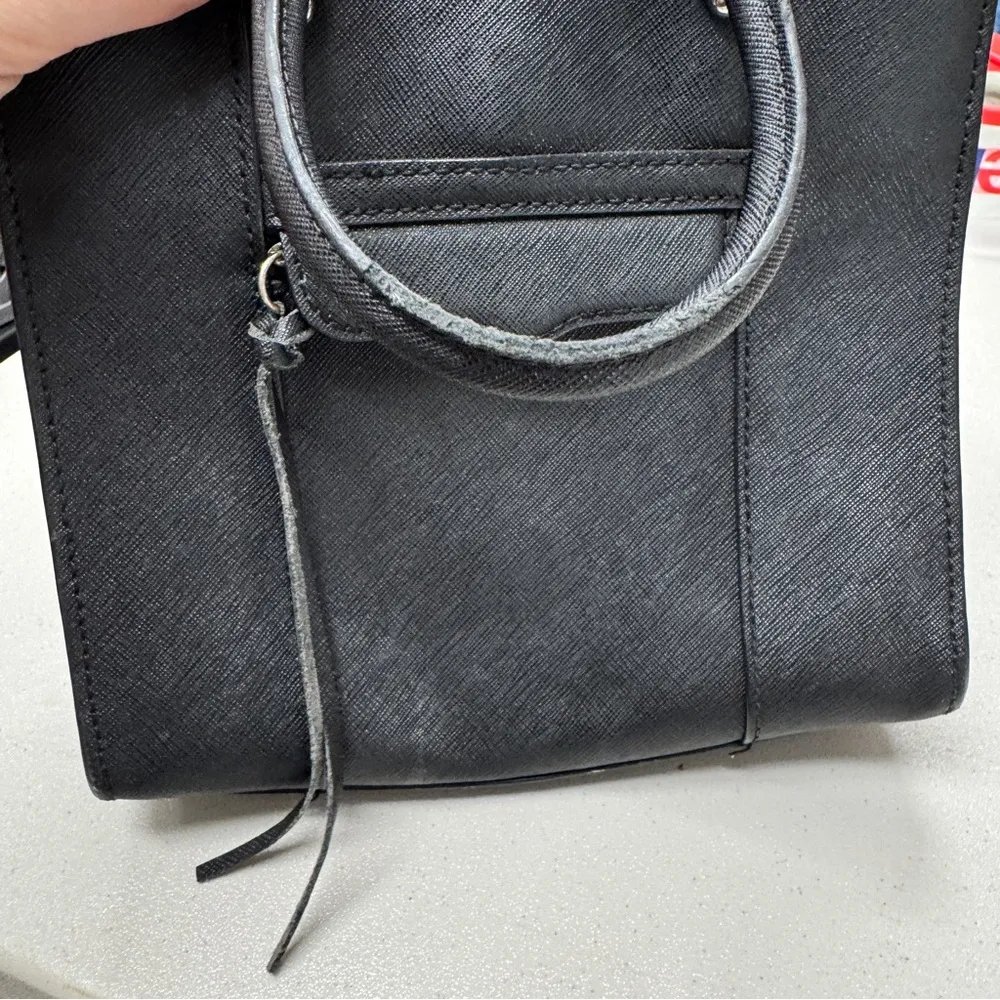 Rebecca Minkoff Black Leather Mini Handbag Tote Purse Classic Small Preppy - Image 5