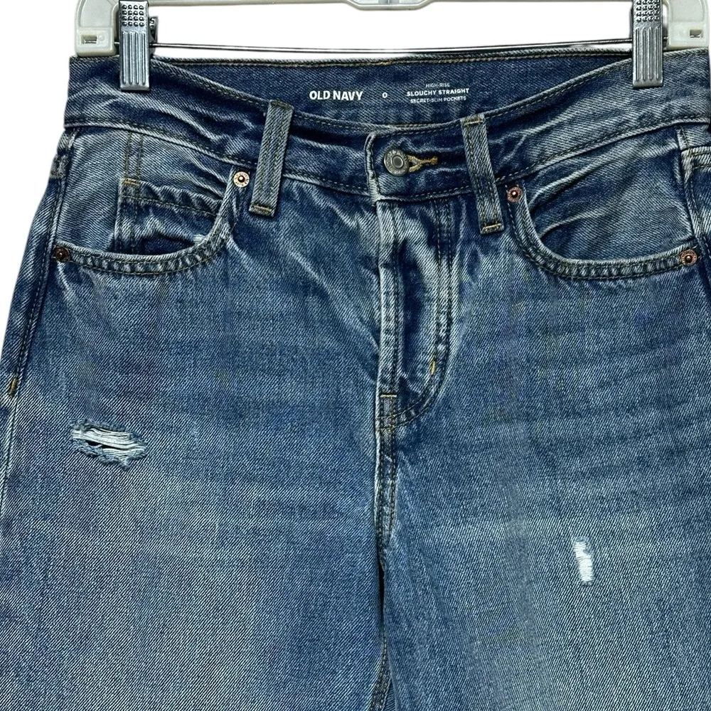 Old Navy Slouchy Straight OG Distressed Ankle Denim Size 0 - Image 3