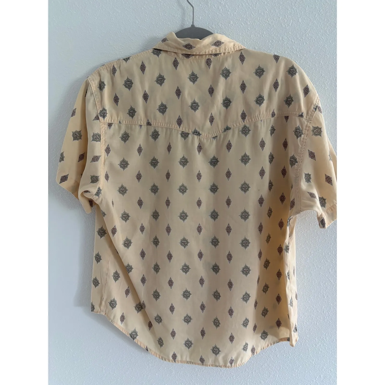 Vintage‎ Wrangler Shirt Womens M Yellow Short Sleeve Southwestern Print - Image 2