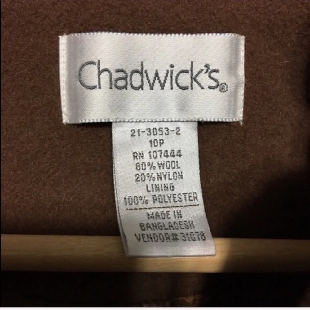 VINTAGE Chadwick's wool blend zip jacket blazer petite size 10P - Image 4