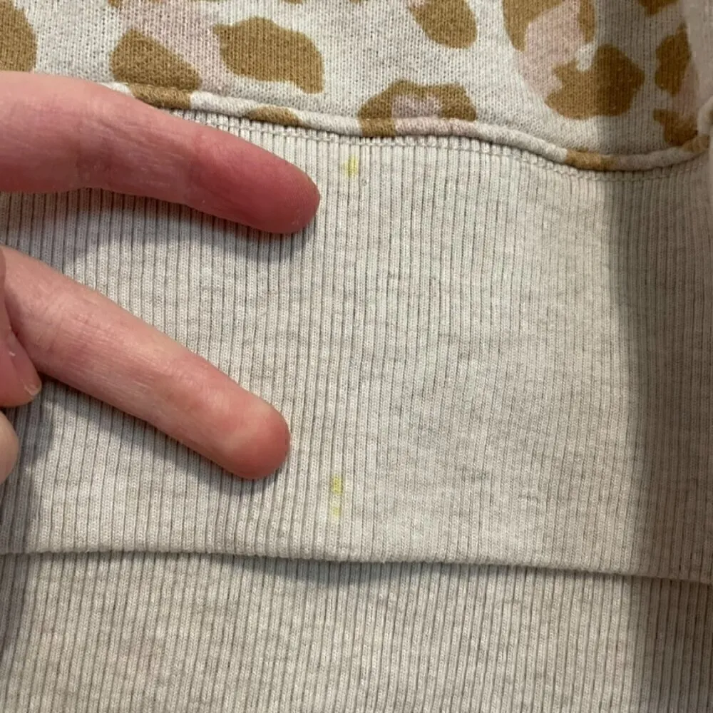 AERIE AMERICAN EAGLE Oversized Desert Sweatshirt Cream Tan Leopard Cheetah Tunic - Image 8