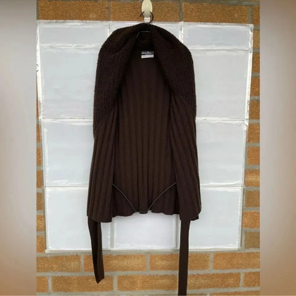 Salvatore Ferragamo Brown Wool Cashmere cárdigan medium - Image 10