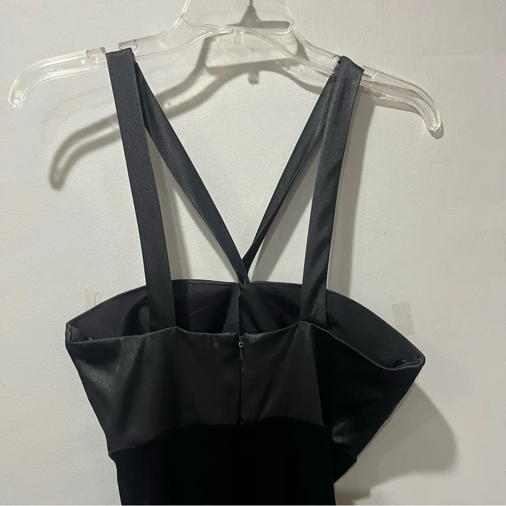 JS Boutique Women Evening Gown Long Black Maxi Dress Size US 4 Velvet Formal Y2K - Image 5