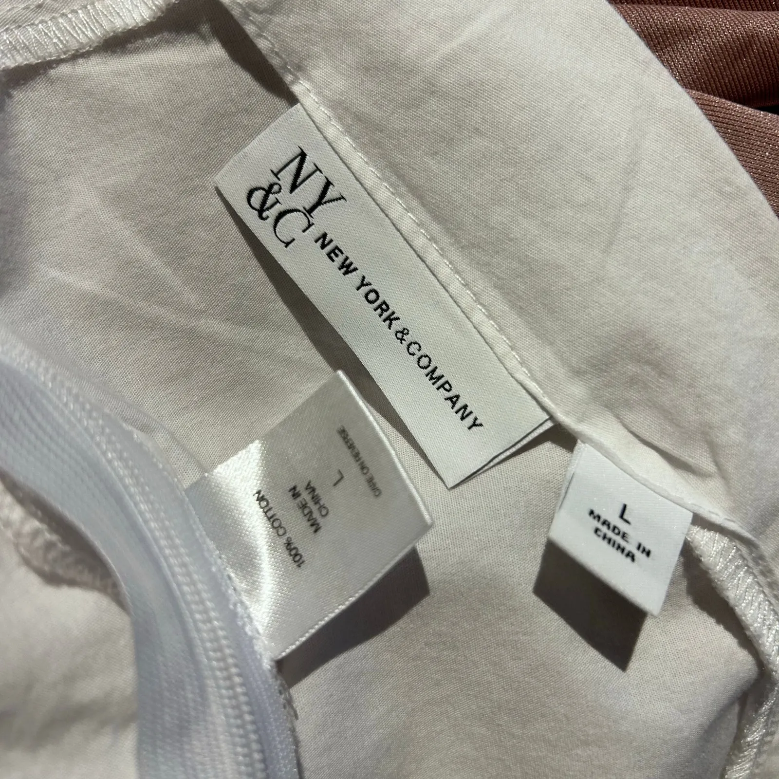 NY&C Top Peasant White Tie Back SZ LG 100% Cotton Double V Neck Peplum Boho - Image 8