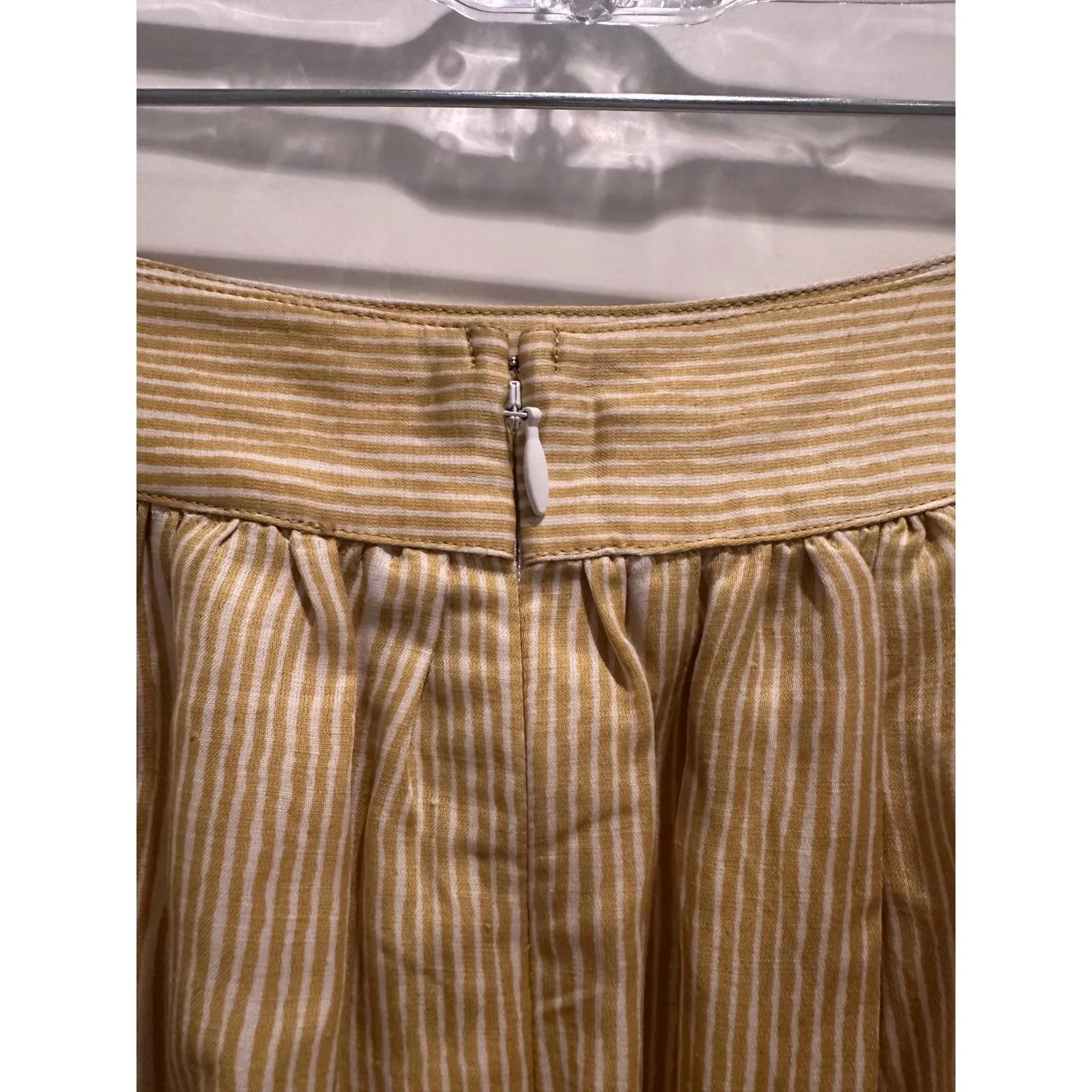 Sruti Dalmia Yellow Pinstripe Pleated Midi Skirt Size XS - Image 4