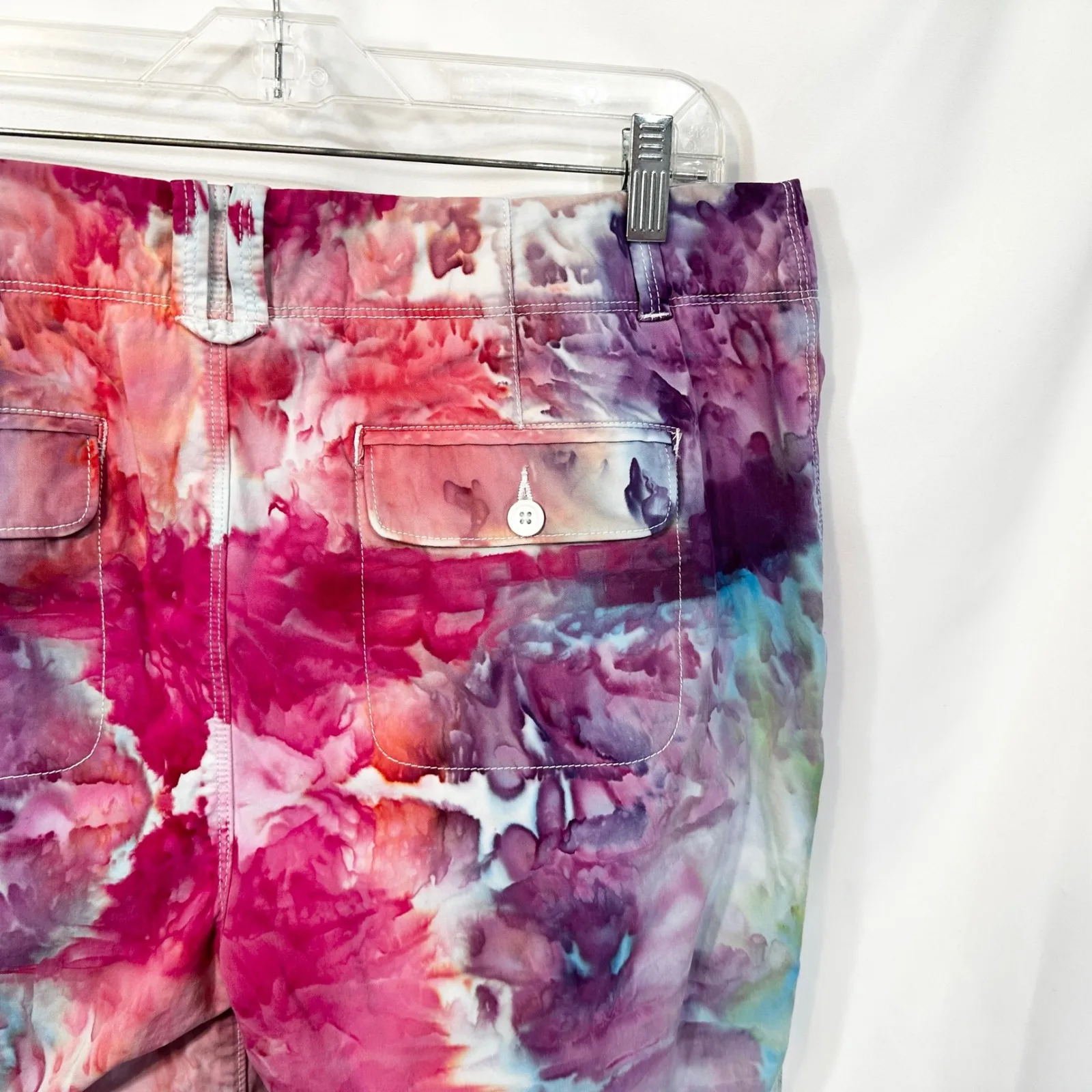 Fashion Bug Plus Size 14 Capri Pants Handmade Tie Dye Cropped‎ Pink Purple 599 - Image 9