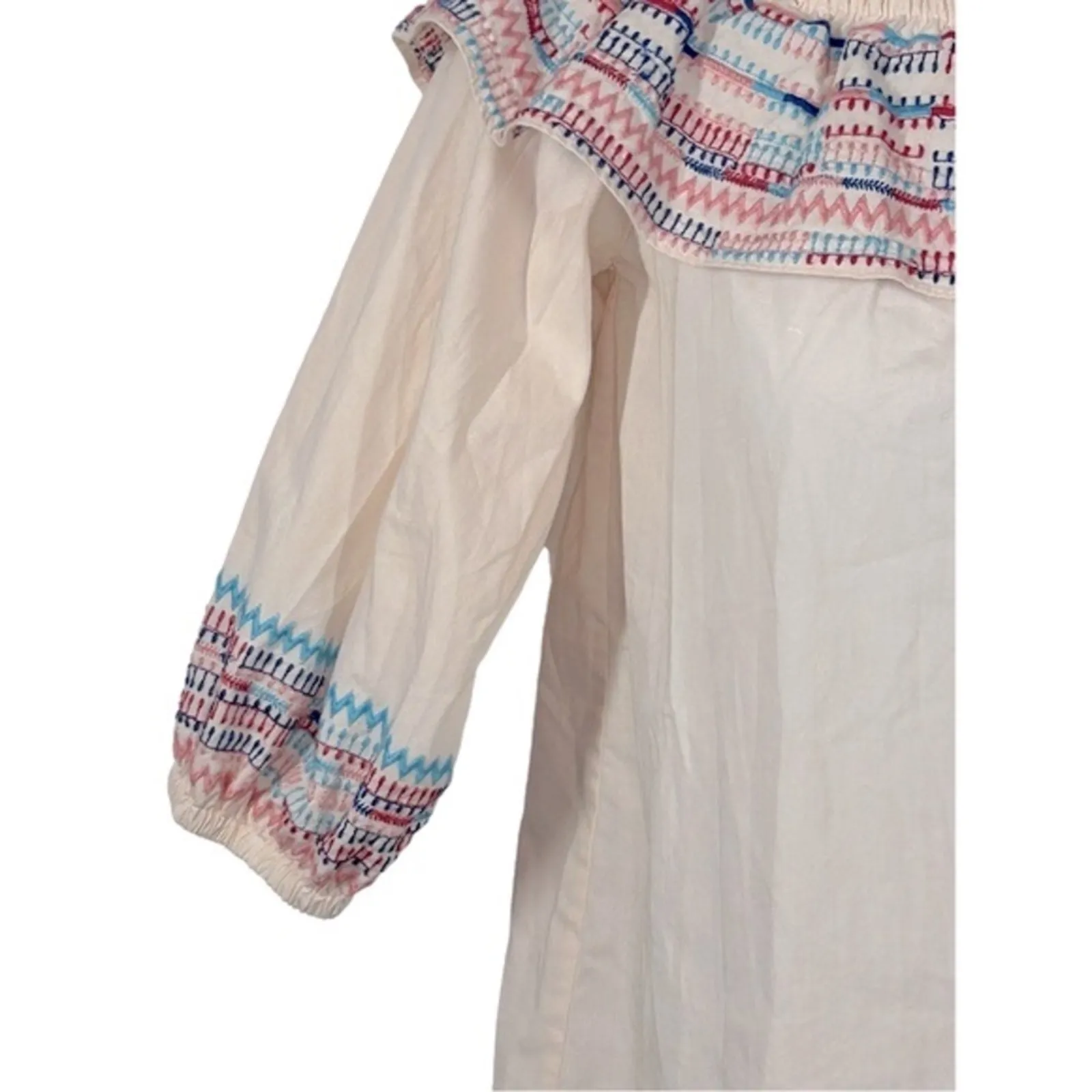 Anthropologie PARKER Jenay Pink Sugar Embroidered Off‑Shoulder Blouse S - Image 8