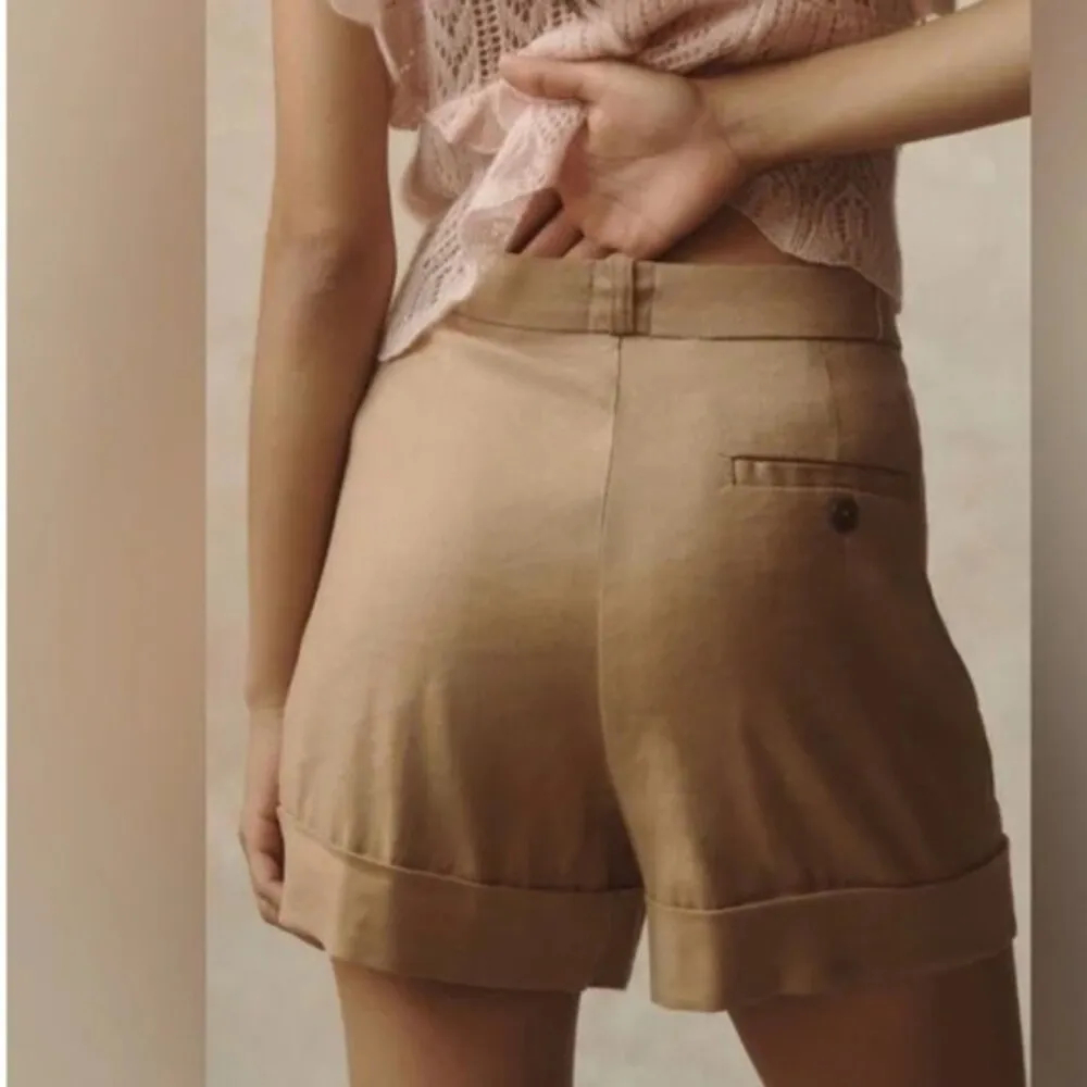 ANTHROPOLOGIE MAEVE Avery Pleated Trouser Shorts Cedar Size 16 NEW - Image 2