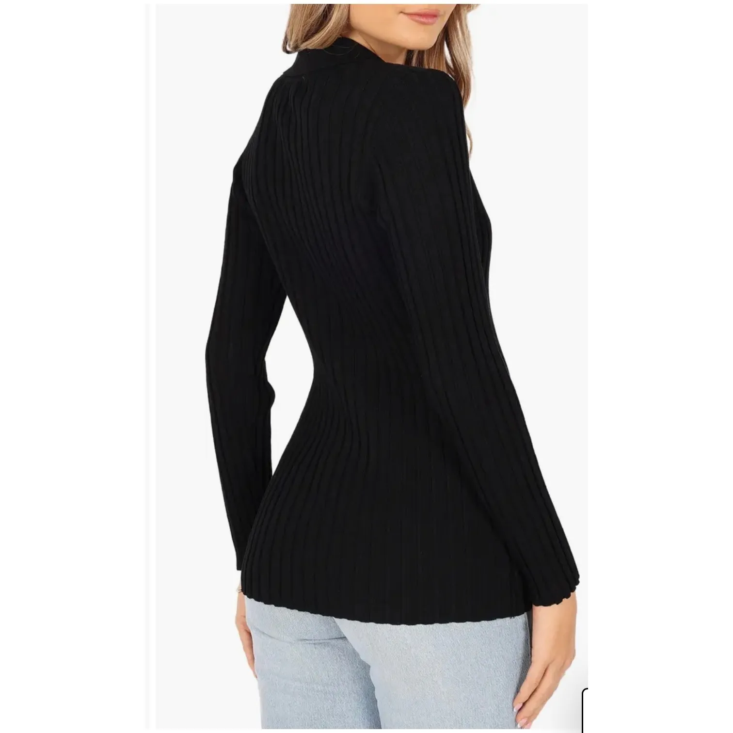 Petal & Pup Samara Black Ribbed Knit Cardigan - M (new) - Image 2