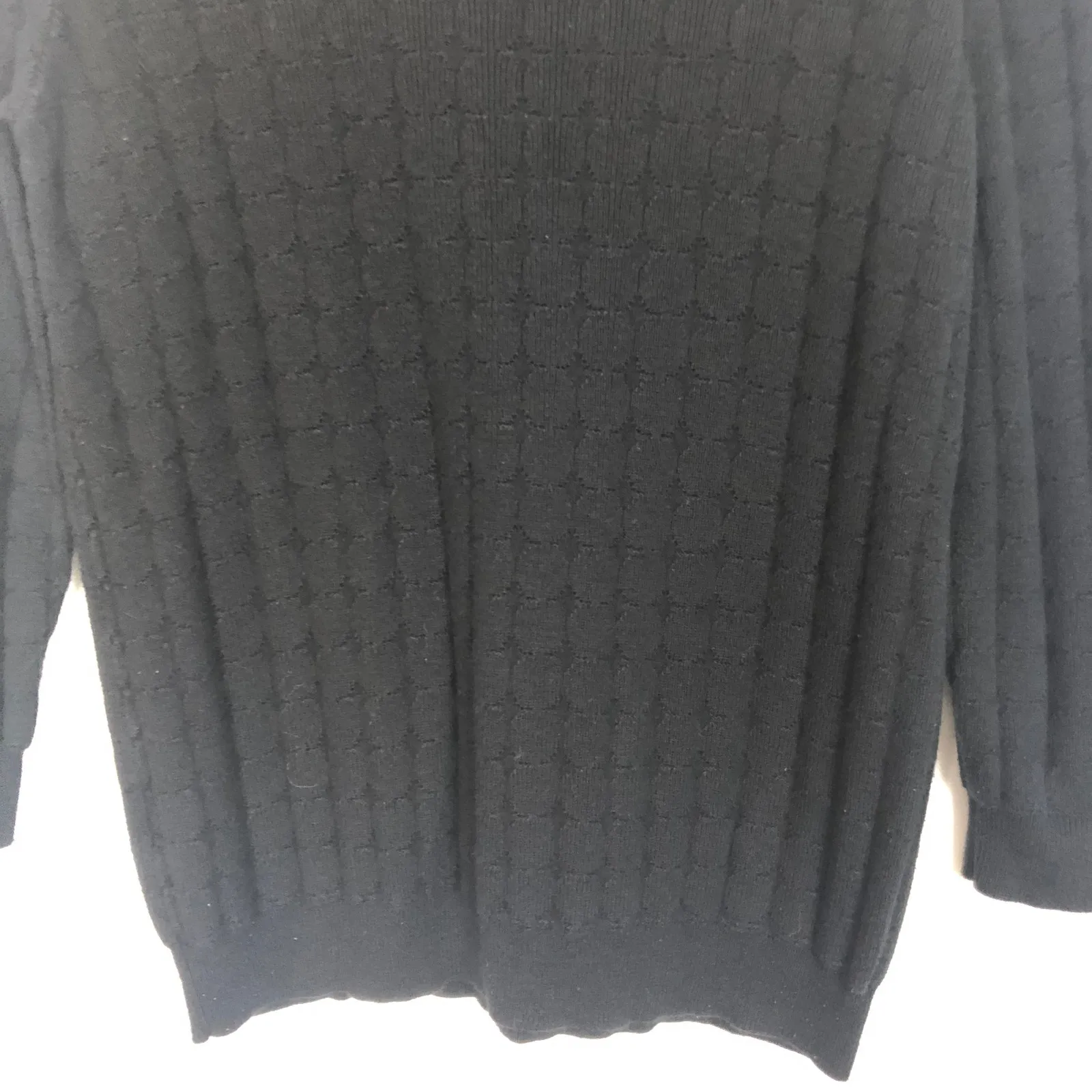 Vince Camuto 3/4 Sleeve Ribbed Black Sweater M - Image 8