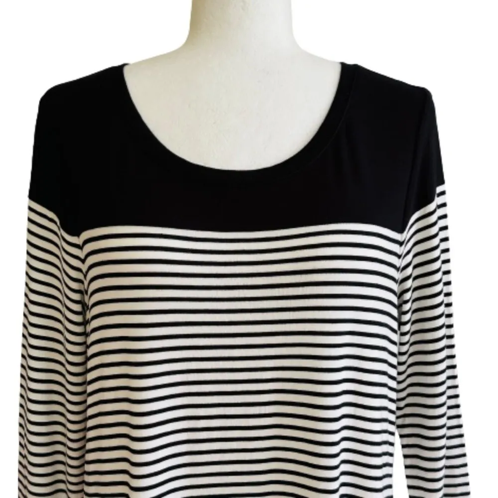 Maurices Dress Black White Striped Long Sleeves Soft Summer Casual A-Line Medium - Image 3
