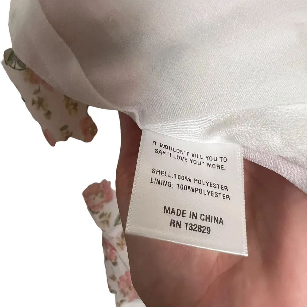 LPA White Floral Print Tiered Wrap Ruffled Sleeveless Maxi Dress Size M - Image 10