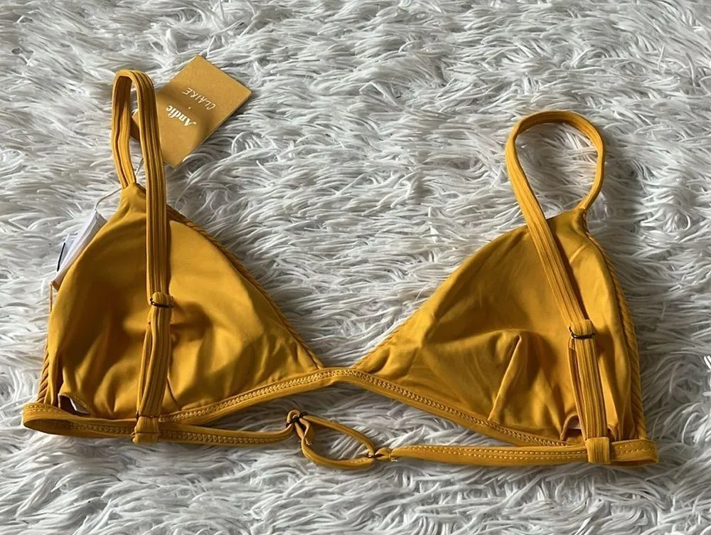 Andie womens The Gold Coast Ribbed bikini Top in Dune size Large - Image 7