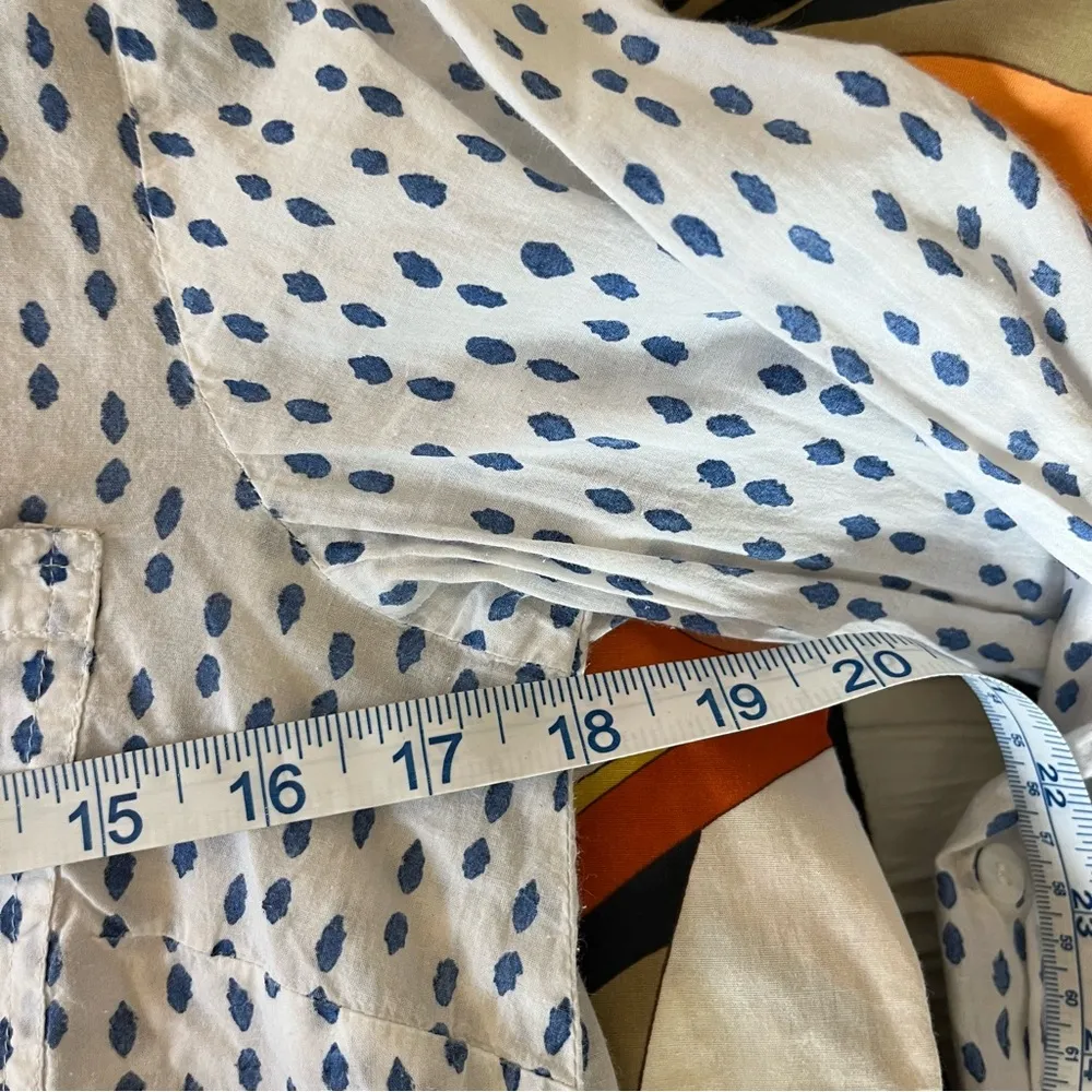 Rikshaw Design Tunic Blouse White Blue Polka Dot Cotton Lightweight Small - Image 9