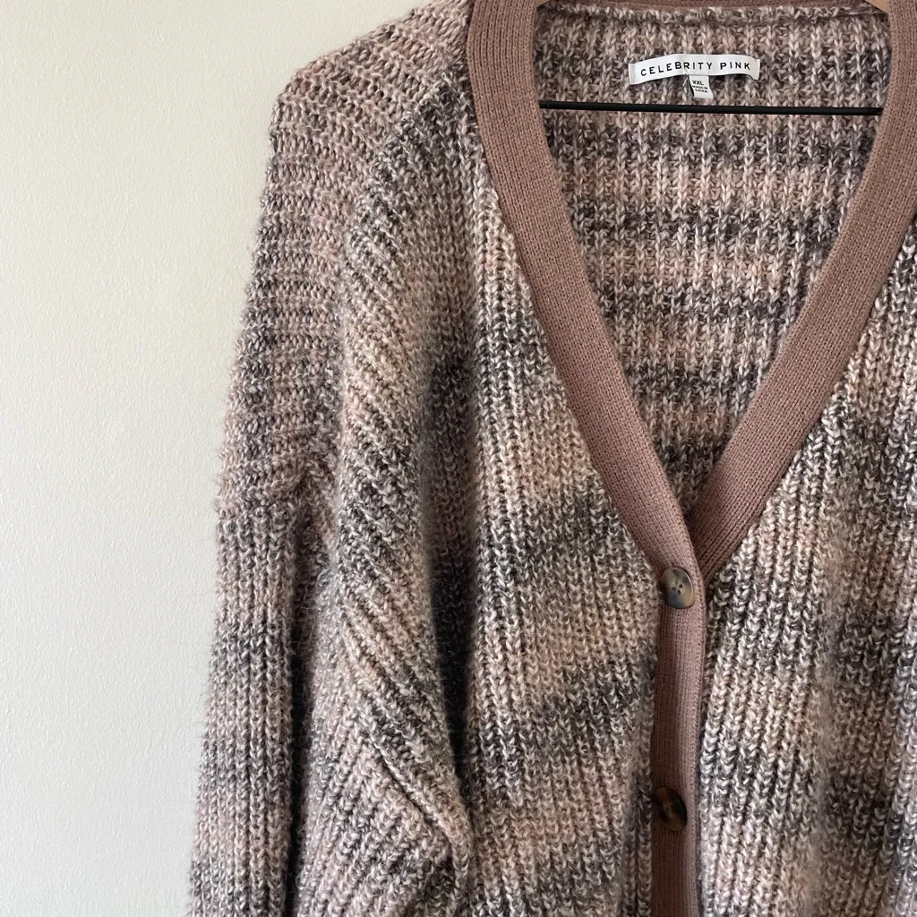 Celebrity Pink Brown Stripe Cardigan - Image 2