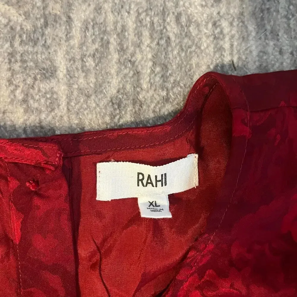 Rahi Ruby Red Floral Print Cutout Long Sleeve Mini Dress Size XL NWOT - Image 4