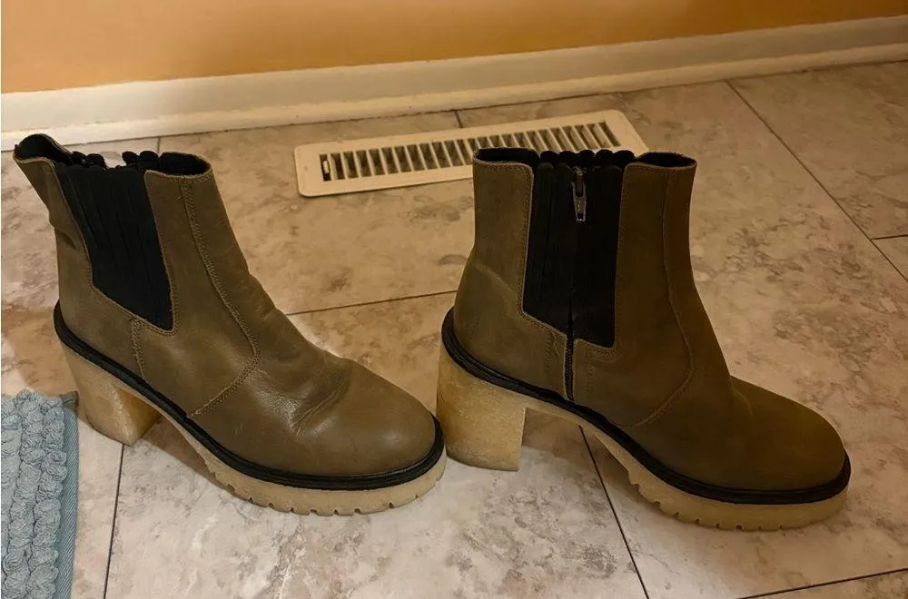 James Chelsea Lug Sole Boots in Brown/Olive Green - Image 7