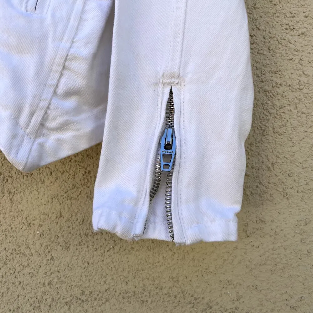 Blank NYC White Denim Part Time Lover Jacket M Full Zip - Image 4