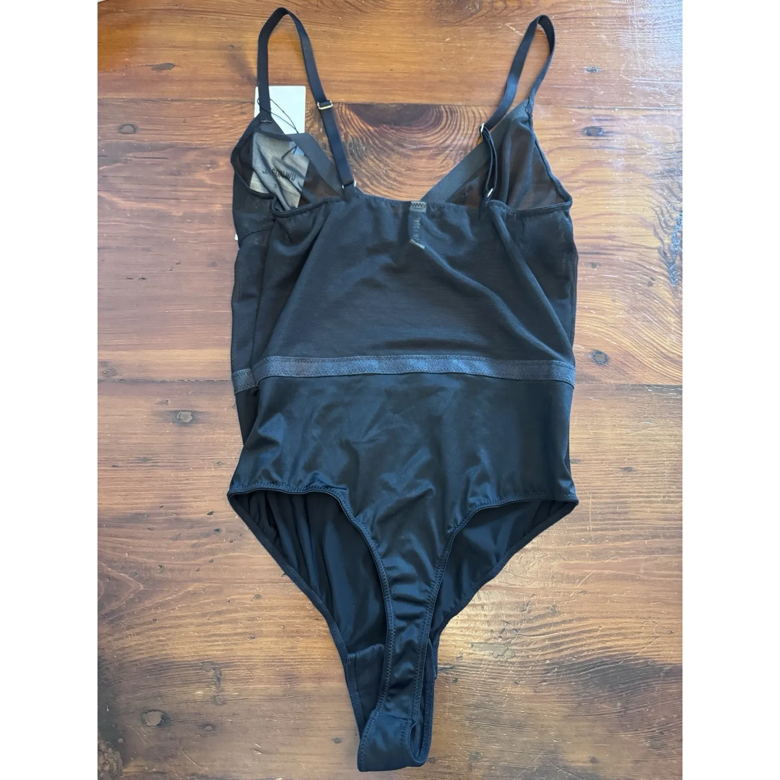 JASON WU Womens Black Adjustable Snap Gusset Thong Back Intimates Bodysuit S NWT - Image 4