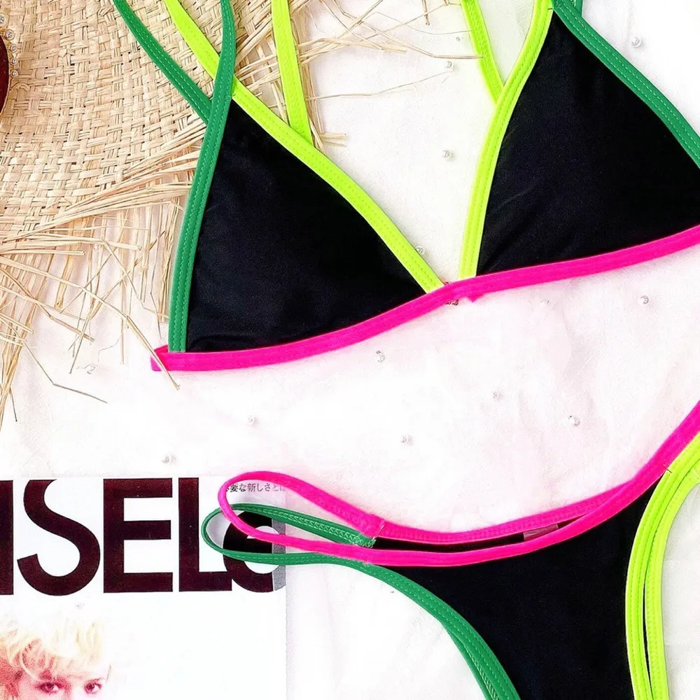 black color block Brazilian bikini swimsuits Size M - Image 3